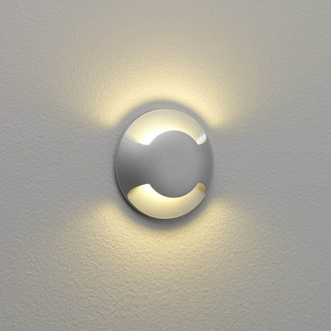 Astro Beam Two LED Outdoor Marker Light in Matt Painted Silver – Minimalist Circular Design
