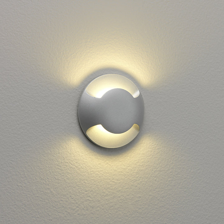 Astro Beam Two LED Outdoor Marker Light in Matt Painted Silver – Minimalist Circular Design