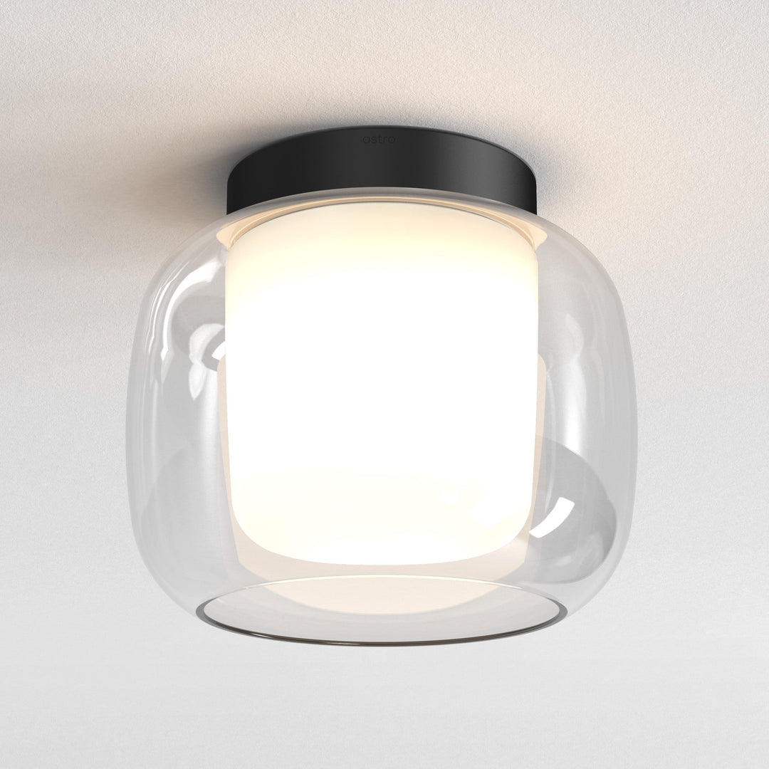 Astro Aquina Ceiling 240 Ceiling Light in Matt Black and Polished Chrome – Bathroom Ceiling Fixture