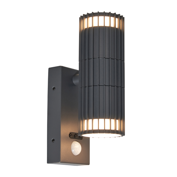 Muto 2-Light GU10 Up & Down Wall Light with PIR - IP65