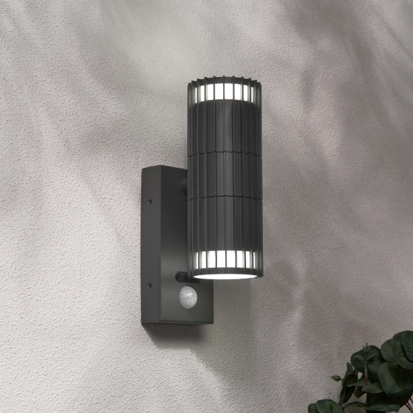 Muto 2-Light GU10 Up & Down Wall Light with PIR - IP65