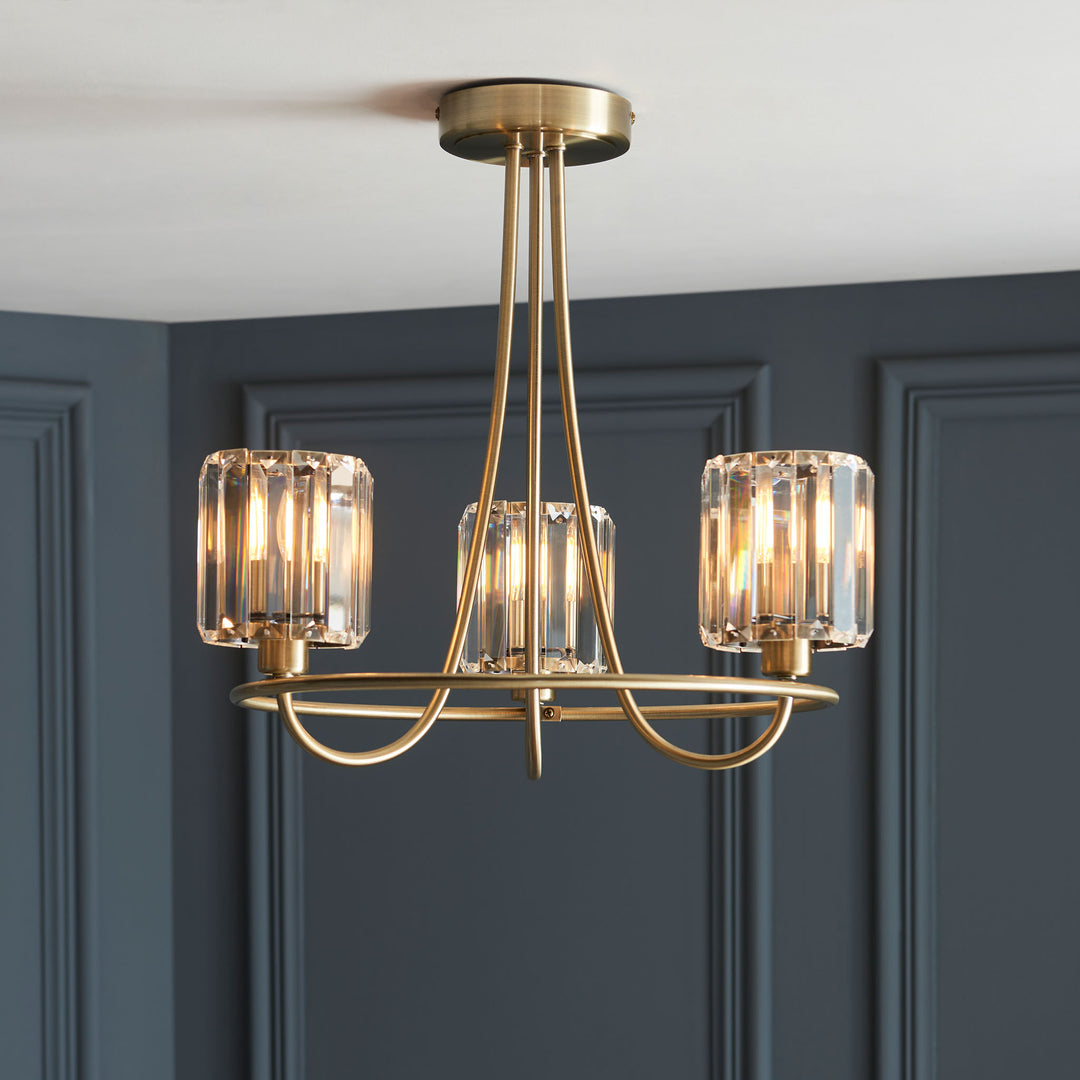 Berenice 3lt Semi flush Brass