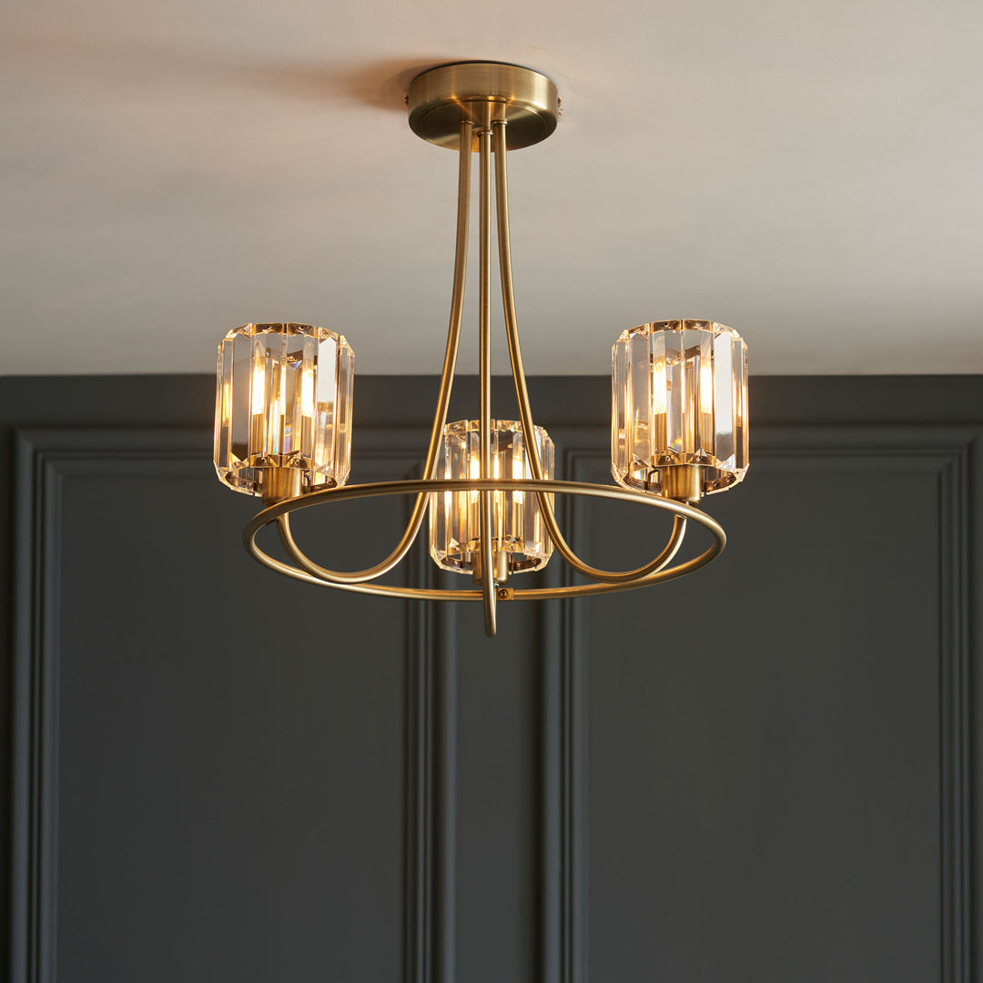 Berenice 3lt Semi flush Brass
