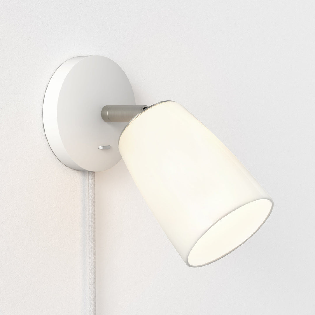 Astro Carlton Wall Plug‑In Wall Light in Matt White with porcelain shade