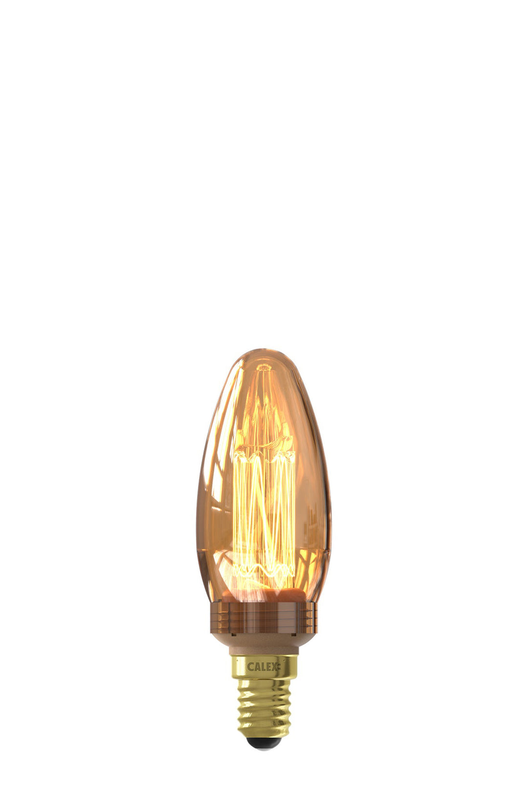Calex LED Glass Fibre Candle C35 Gold, E14, Dimmable with LED Dimmer 1201001600