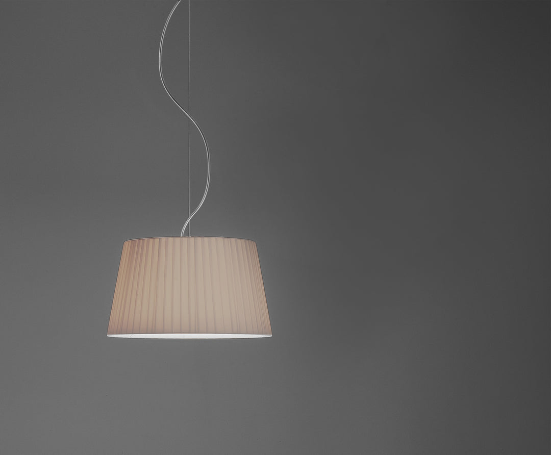 Putty pleated shade version with soft warm tone and fabric texture
