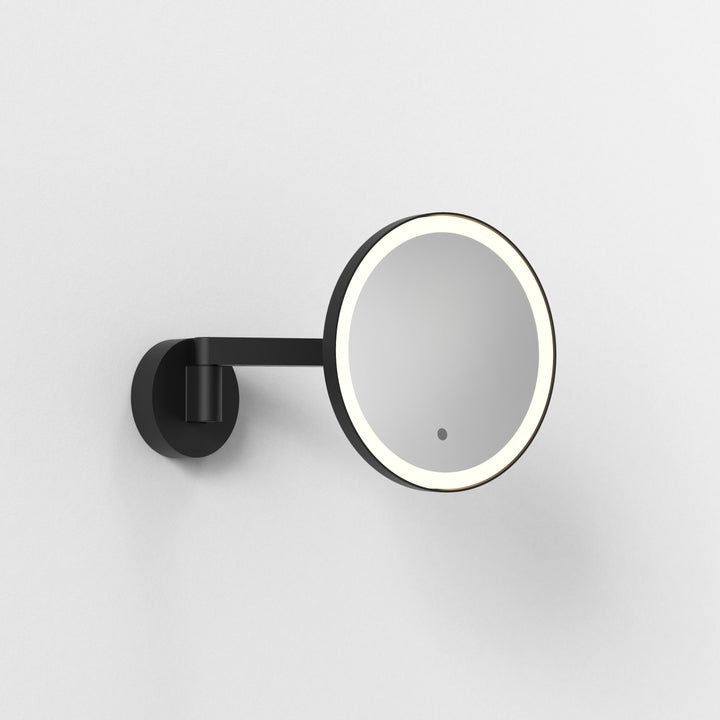 Astro Nagoya illuminated magnifying mirror in matt black, 5× magnification, wave sensor