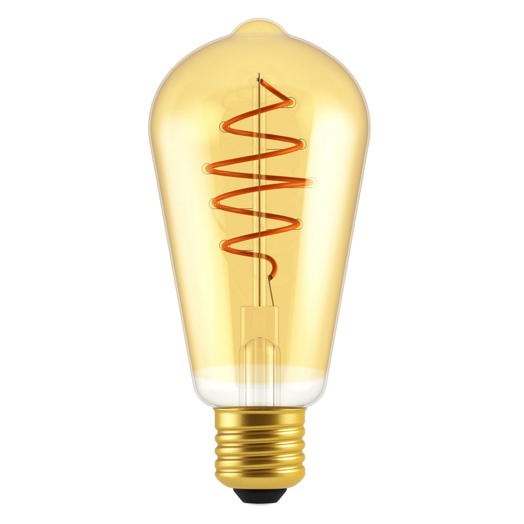 Nordlux Deco E27 ST64 Spiral Dimmable LED Light Bulb – Gold Finish with Warm Light 2080062758