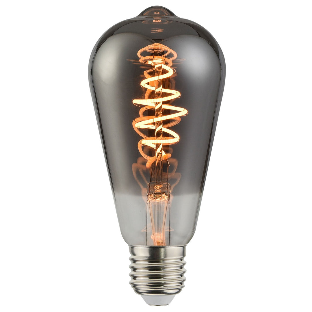 Nordlux Deco E27 ST64 Spiral Dimmable LED Light Bulb – Smoked Glass Finish with Very Warm Light 2080072747