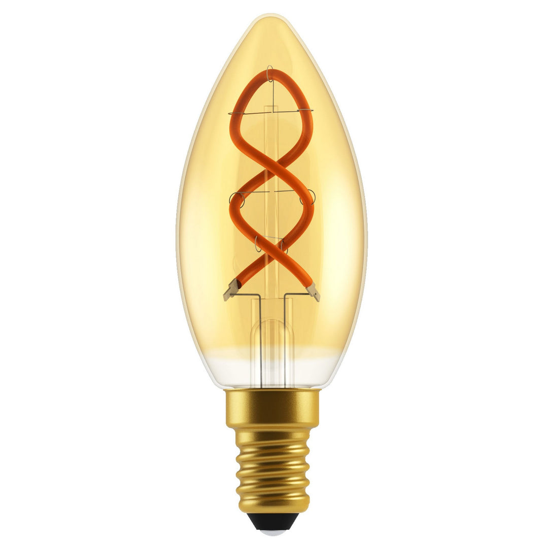 Nordlux Deco E14 C35 Spiral Dimmable LED Light Bulb – Gold Finish with Very Warm Light 2080101458