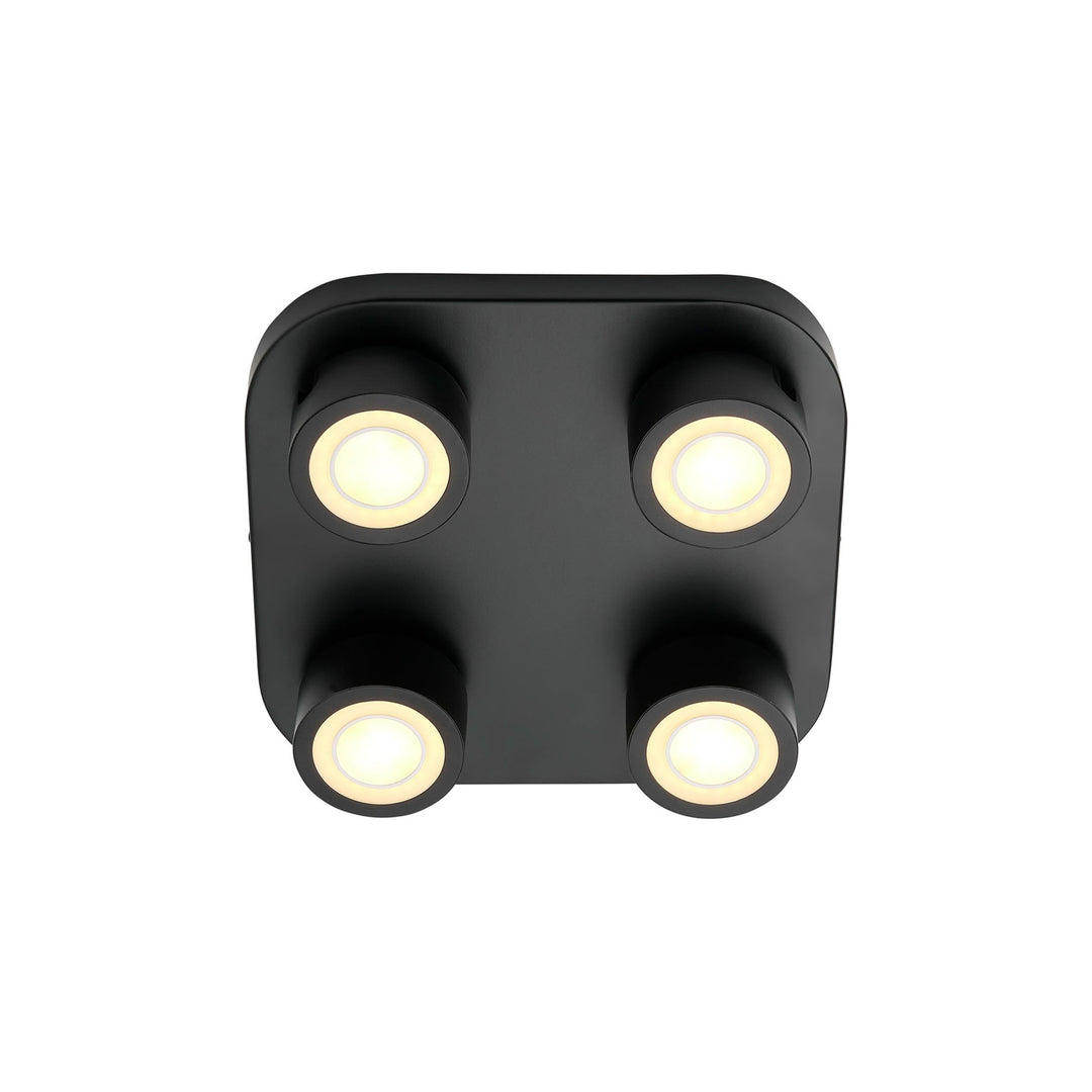 Nordlux Clyde 4-Spot Ceiling Light – Adjustable Scandinavian Design with Moodmaker™ Function in Black 2412256003