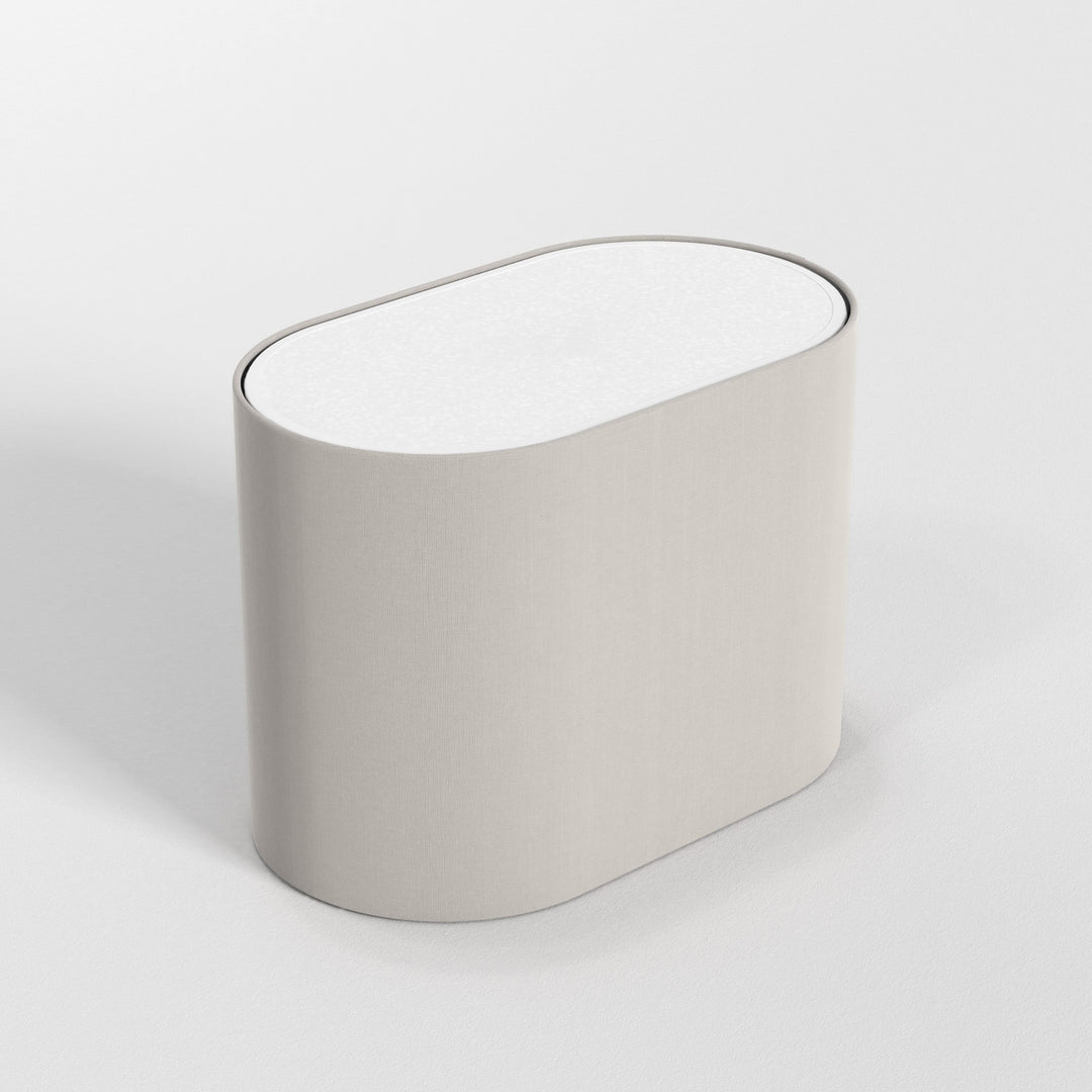 Astro Stadium 220 lampshade in Putty polycotton—slim rectangular profile visible
