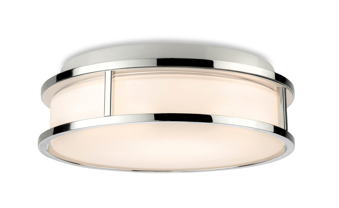 Adelaide LED Flush Ceiling Fitting Chrome with Opal White Glass - Prisma Lighting