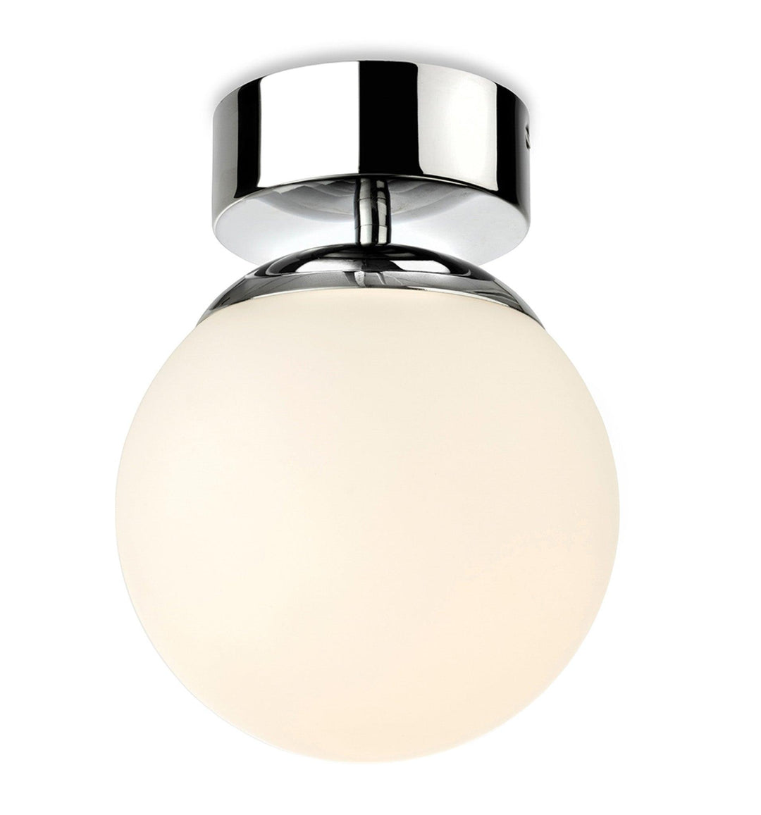 Brook LED Flush Ceiling Fitting Chrome with Opal White Glass - Prisma Lighting