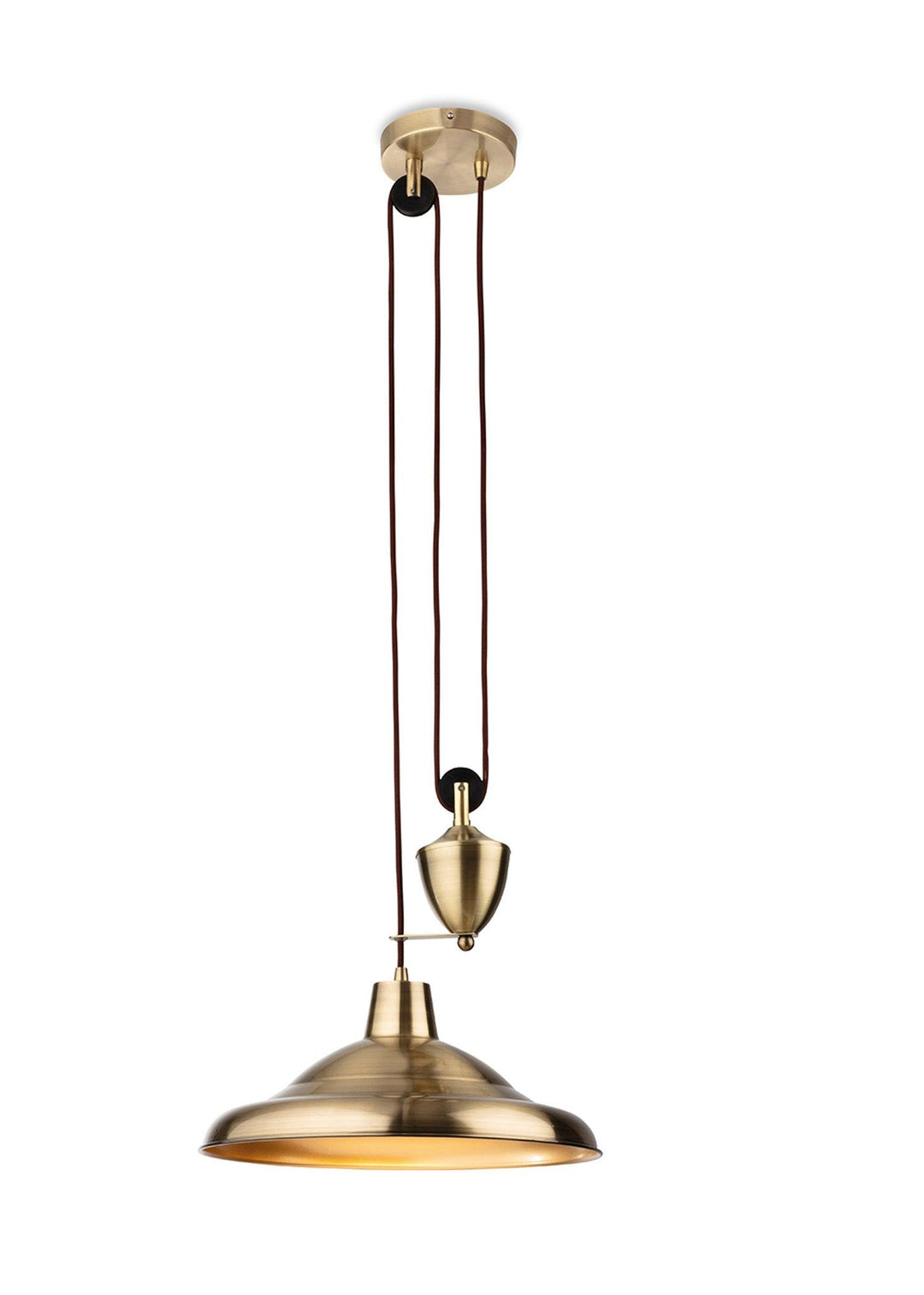 Suffolk Rise & Fall Pendant Antique Brass - Prisma Lighting
