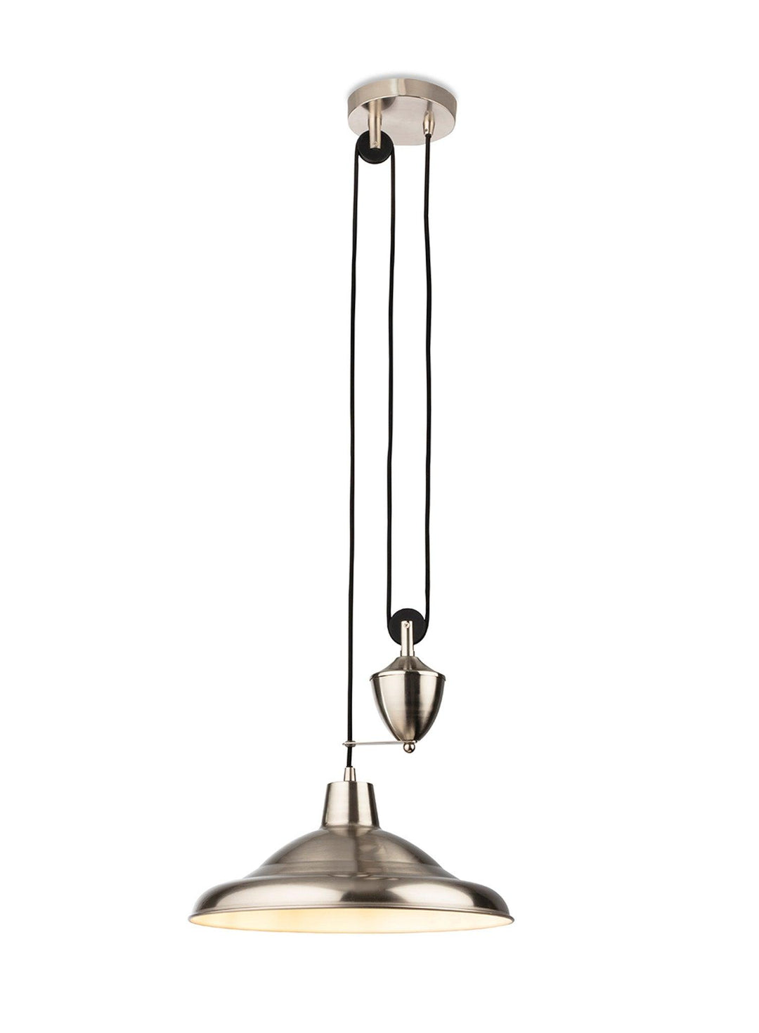 Suffolk Rise & Fall Pendant Brushed Steel - Prisma Lighting