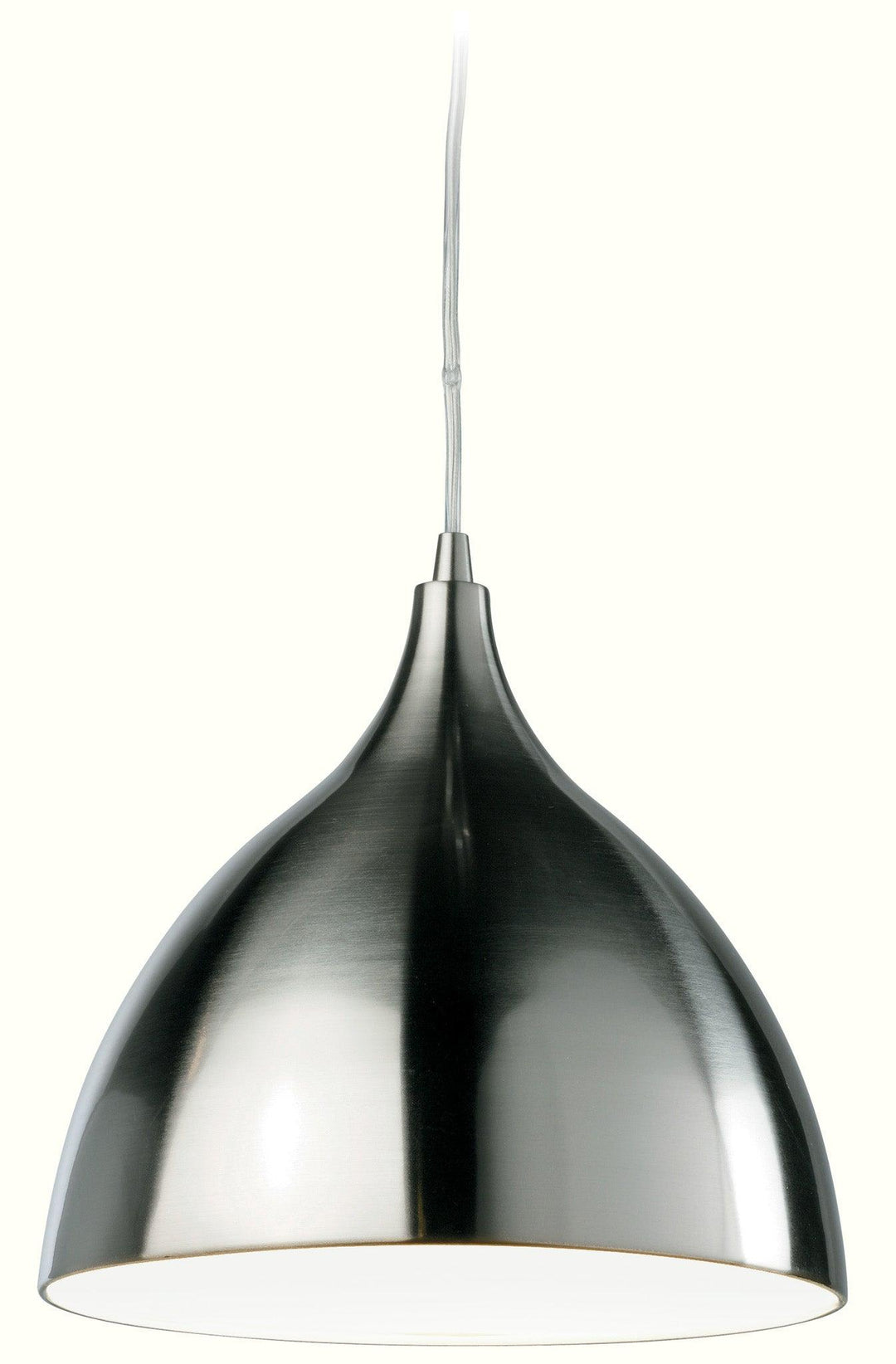 Cafe Pendant Brushed Steel with White Inside - Prisma Lighting