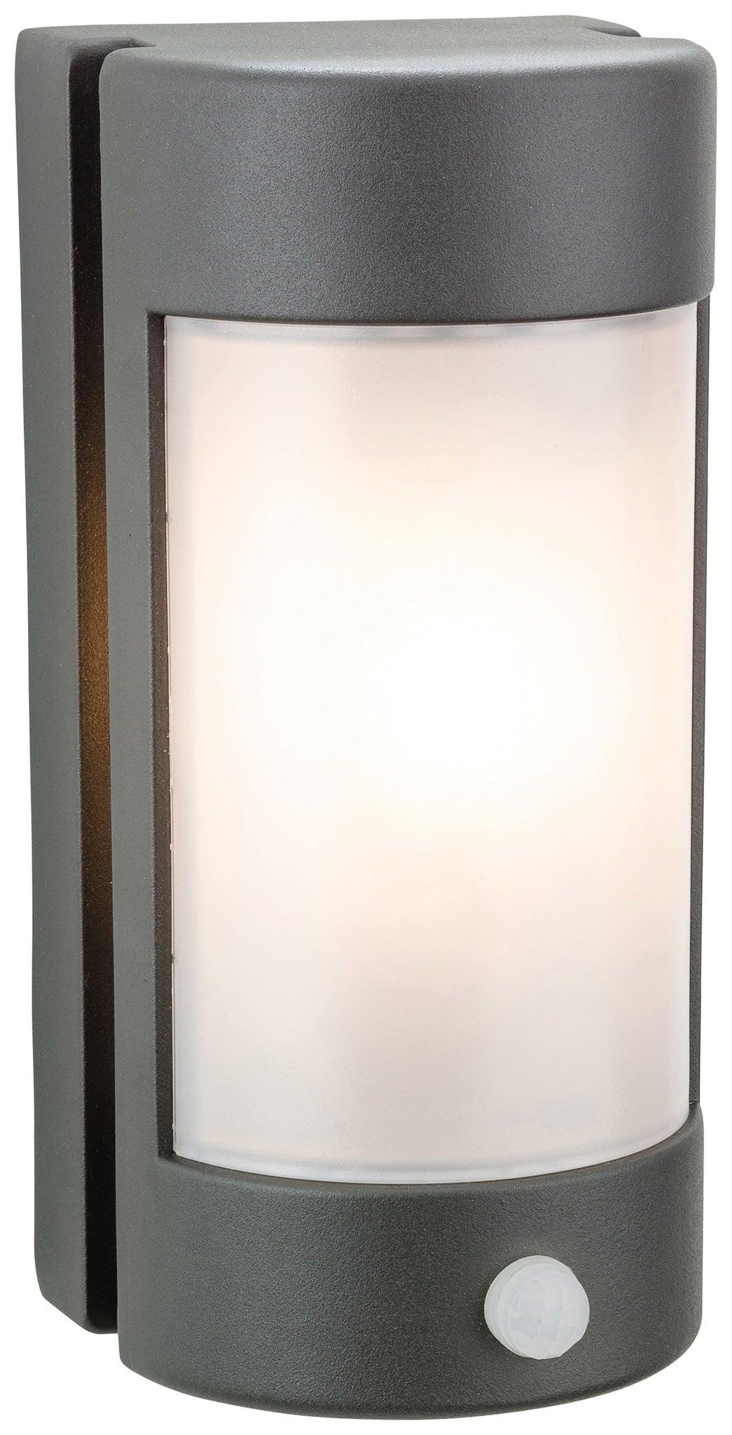 Arena Wall Light with PIR Graphite with Opal Polycarbonate Diffuser - Prisma Lighting