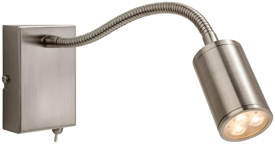 Orion LED Flexi Wall Light (Switched) Brushed Steel - Prisma Lighting