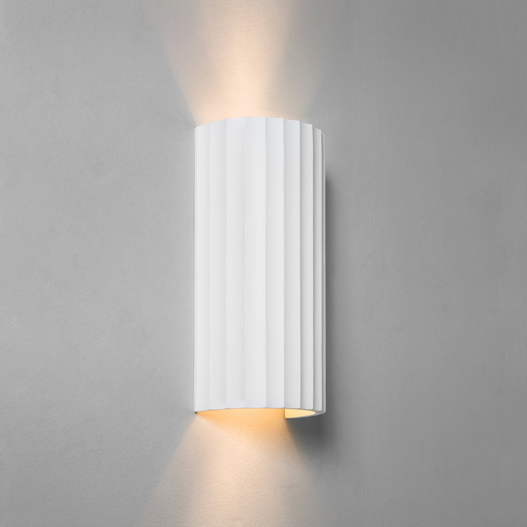 Astro Kymi 300 plaster wall light – ribbed cylinder casting uplight and downlight