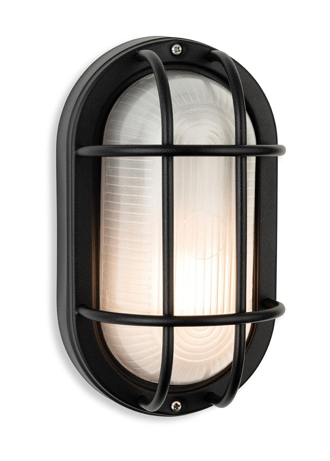 Lugo Bulkhead Black with Frosted Glass - Prisma Lighting