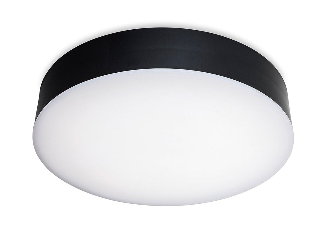 Glaze LED Resin Flush Ceiling Fitting Black with White Polycarbonate Diffuser - Prisma Lighting