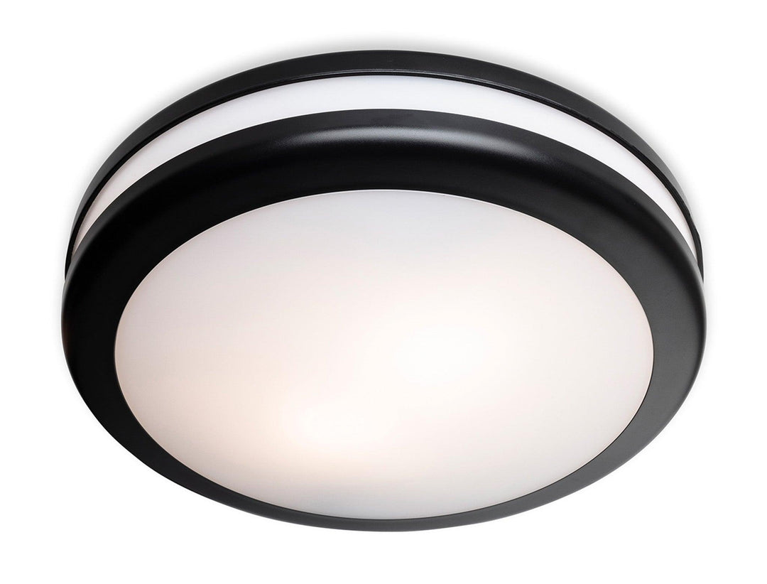 Style Resin Flush Ceiling Fitting Black with White Polycarbonate Diffuser - Prisma Lighting