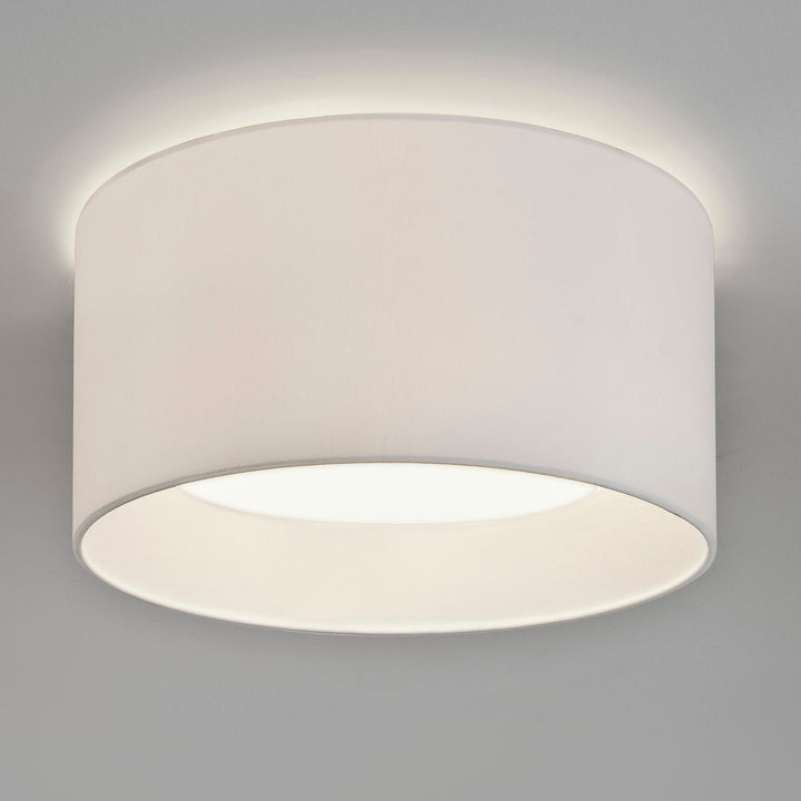 Astro Bevel Round 600 Shade in White and Oyster – Sleek Cylindrical Fabric Shade