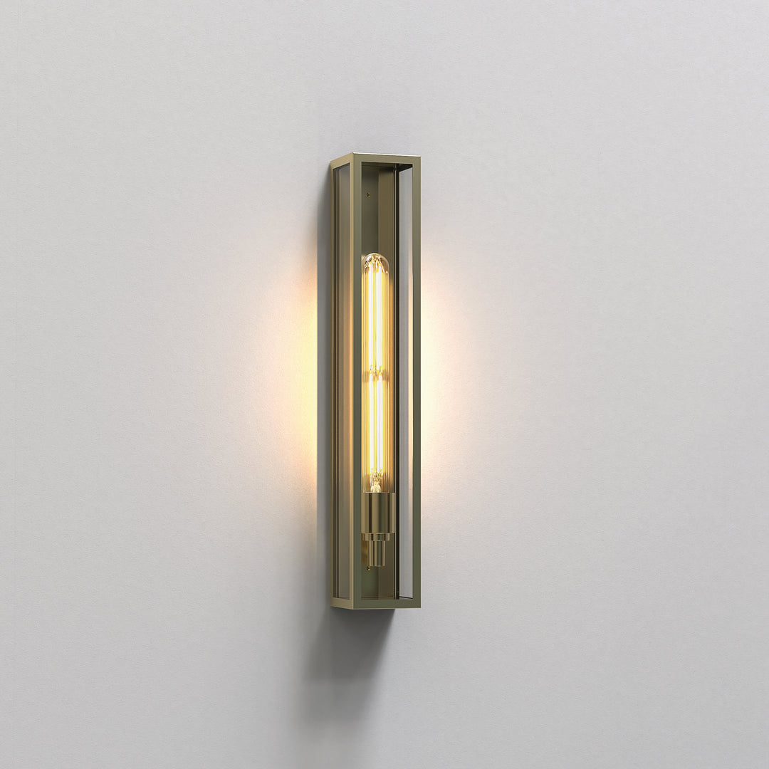 Astro Harvard 500 Wall Lantern in Solid Brass, clear glass panels
