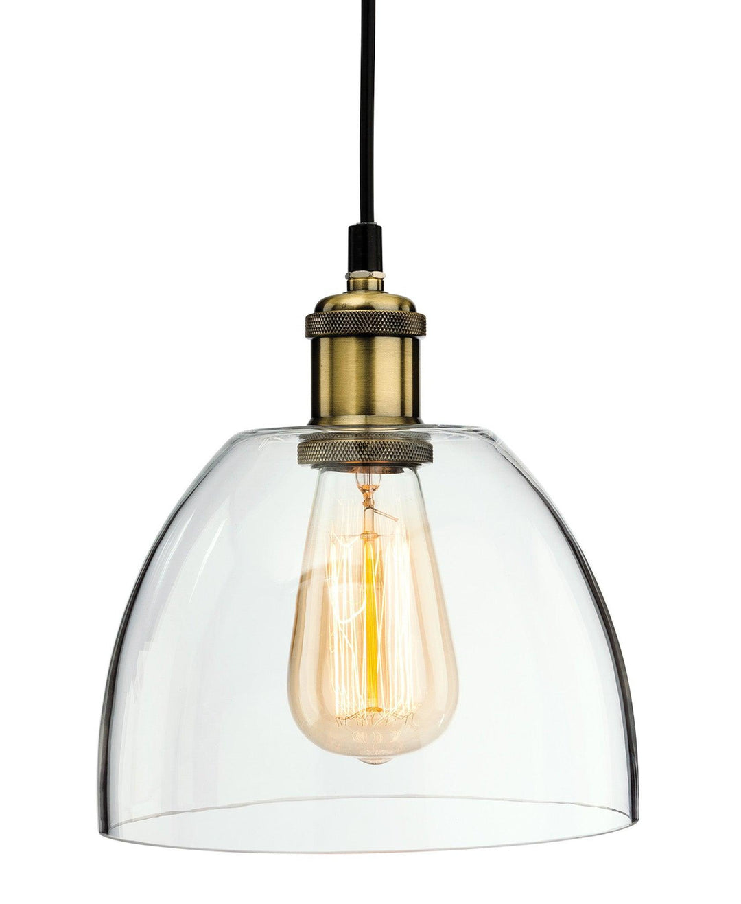 Empire Pendant Antique Brass with Clear Glass - Prisma Lighting