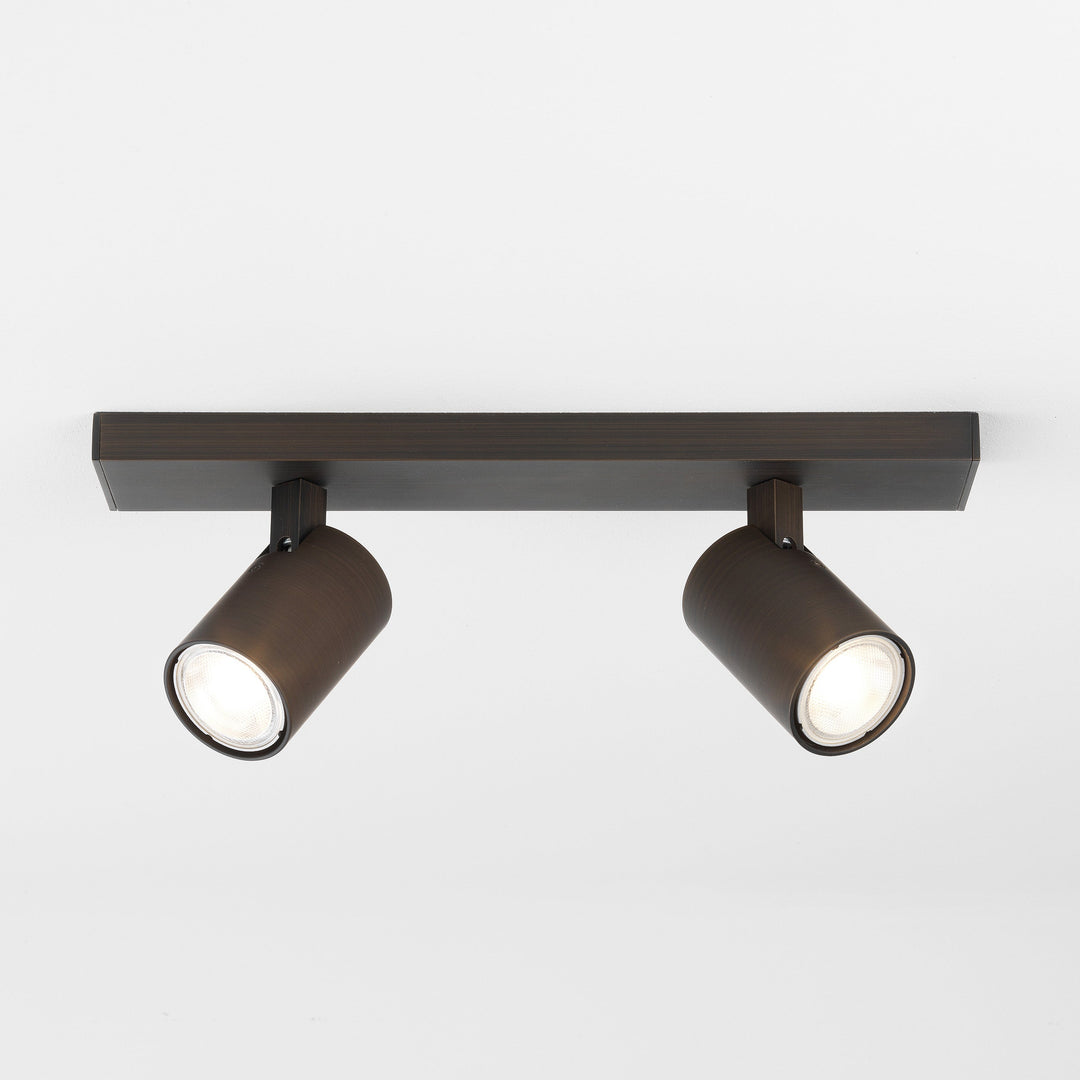 Astro Ascoli Twin Spotlight in Matt Black, Matt Nickel, Textured White, and Bronze – Adjustable Ceiling Fixture