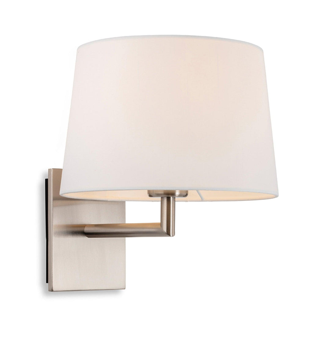 Grand Single Wall Light Brushed Steel with Cream Shade - Prisma Lighting