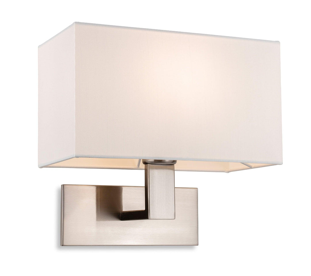 Raffles Single Wall Light Brushed Steel with Cream Shade - Prisma Lighting