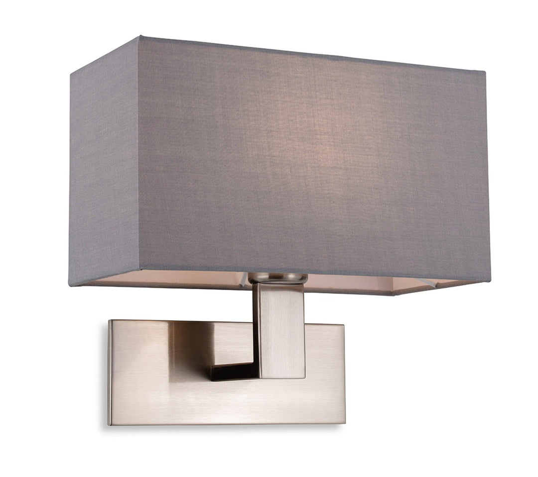Raffles Single Wall Brushed Steel with Grey Shade - Prisma Lighting