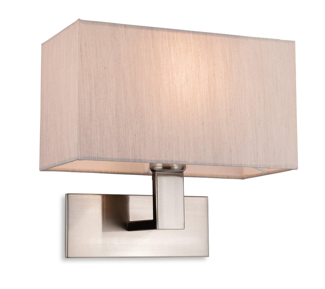 Raffles Single Wall Brushed Steel with Oyster Shade - Prisma Lighting