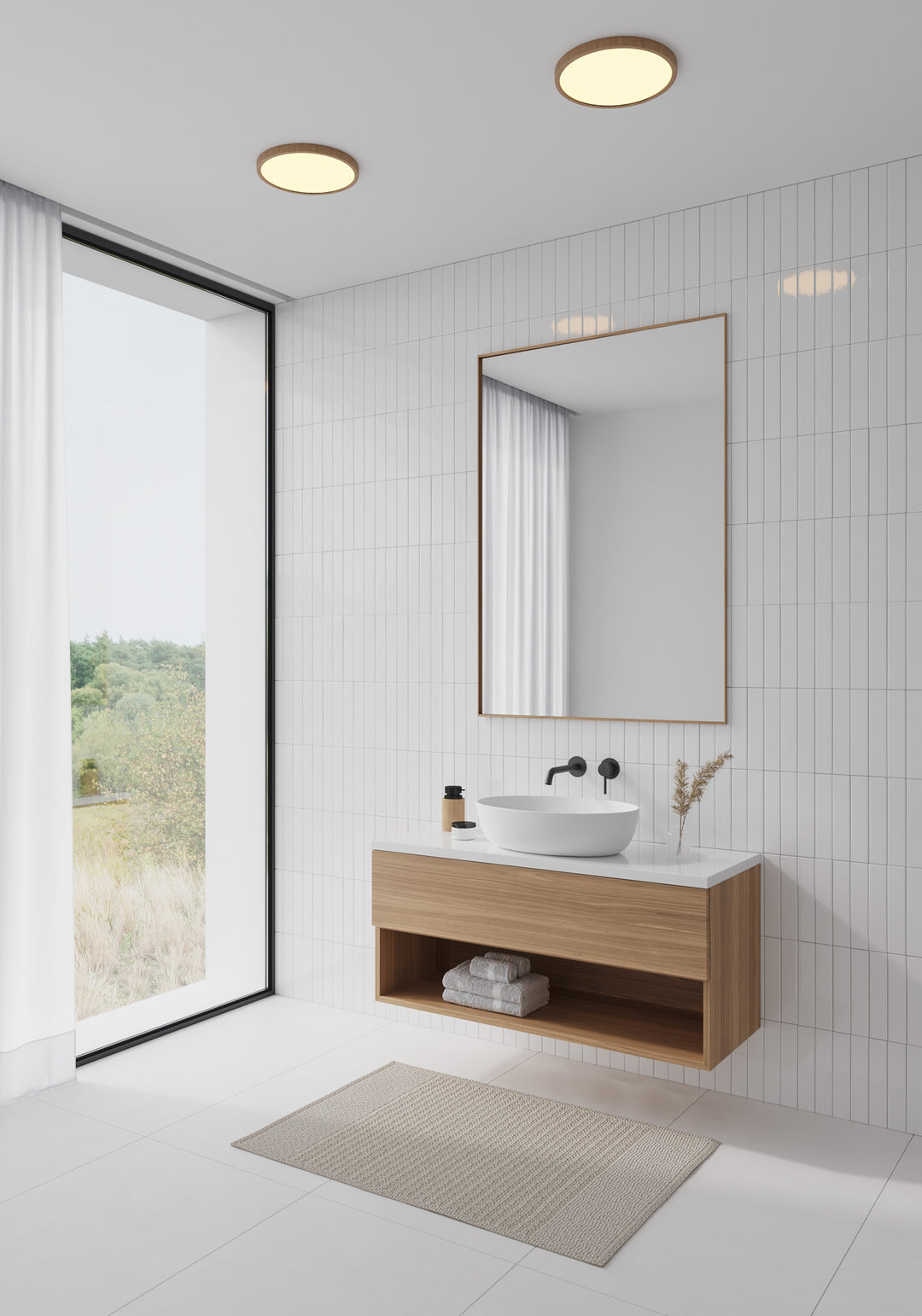 Nordlux Oja 29 IP54 2700K Dim|Wood Fo. Ceiling Light Wood 50046104