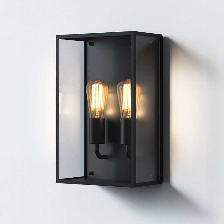 Astro Messina Twin wall light in Textured Black with twin clear glass panels