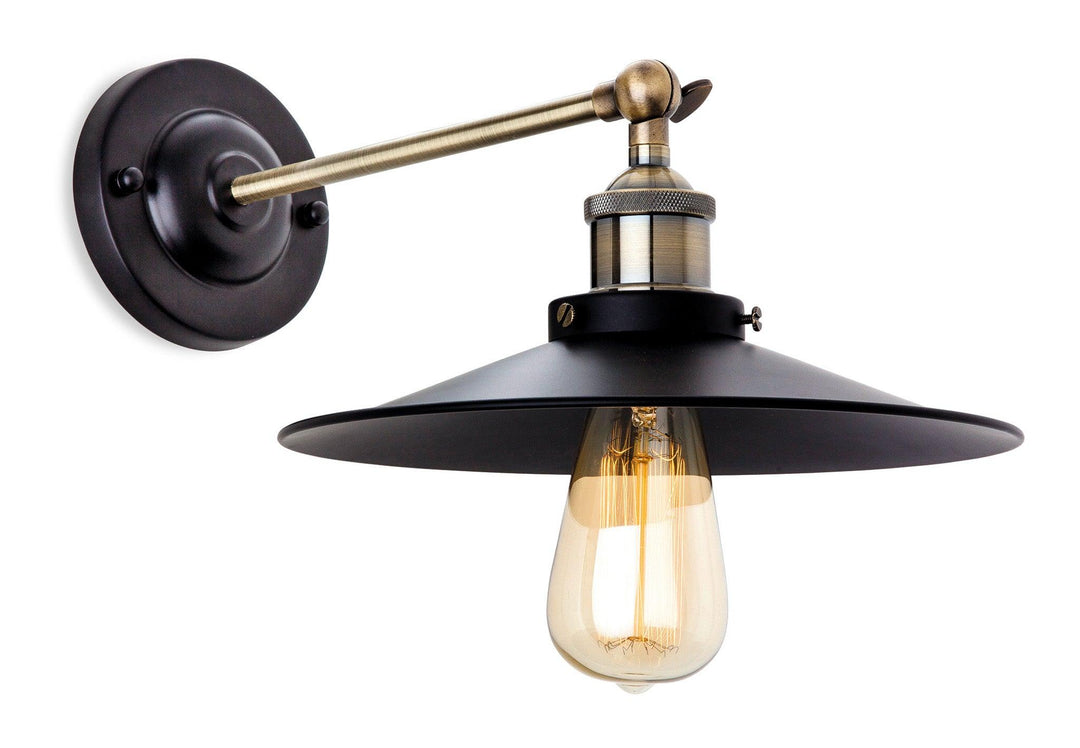 Ashby Wall Light Black with Antique Brass - Prisma Lighting