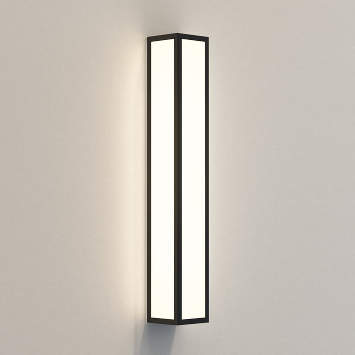 Astro Salerno 520 LED wall light in textured black, vertical, with frosted glass panel