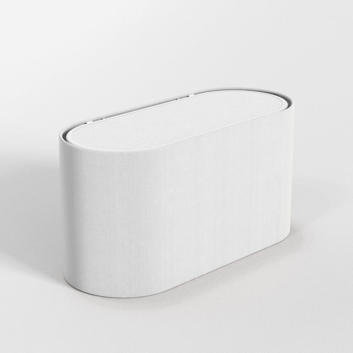 Stadium 160 lampshade in white polycotton—slim half-oval form