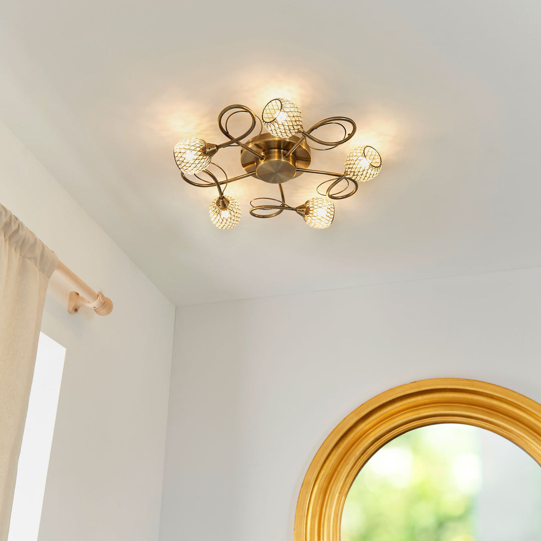 Aherne 5lt semi flush Brass