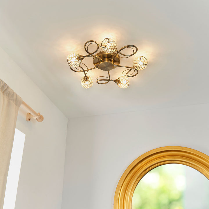 Aherne 5lt semi flush Brass