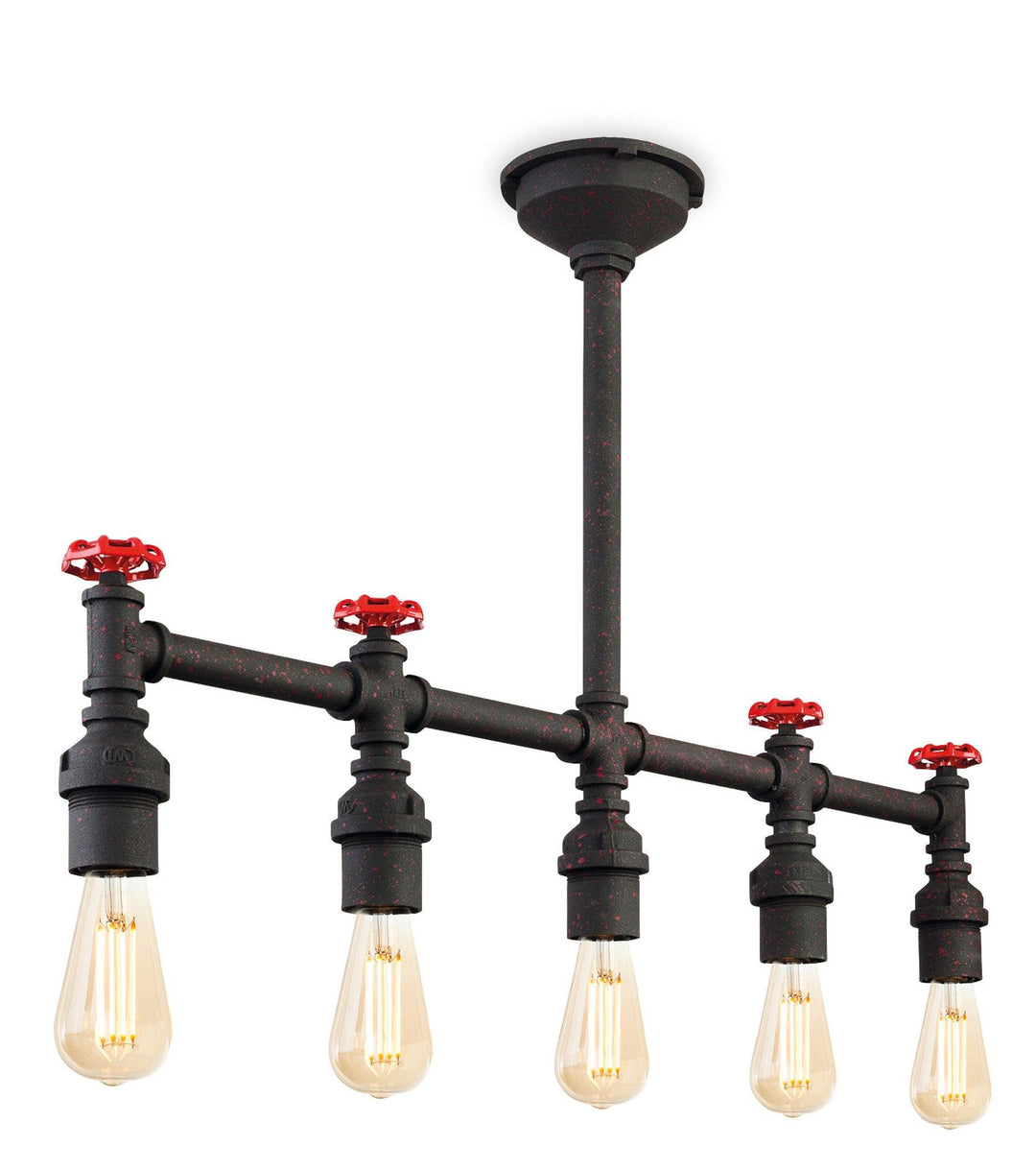 Factory 5 Light Semi Flush Fitting Rustic Black - Prisma Lighting