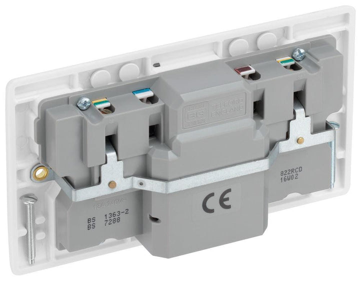800 Series 13A 2-Gang Switched Socket with RCD Protection - Prisma Lighting
