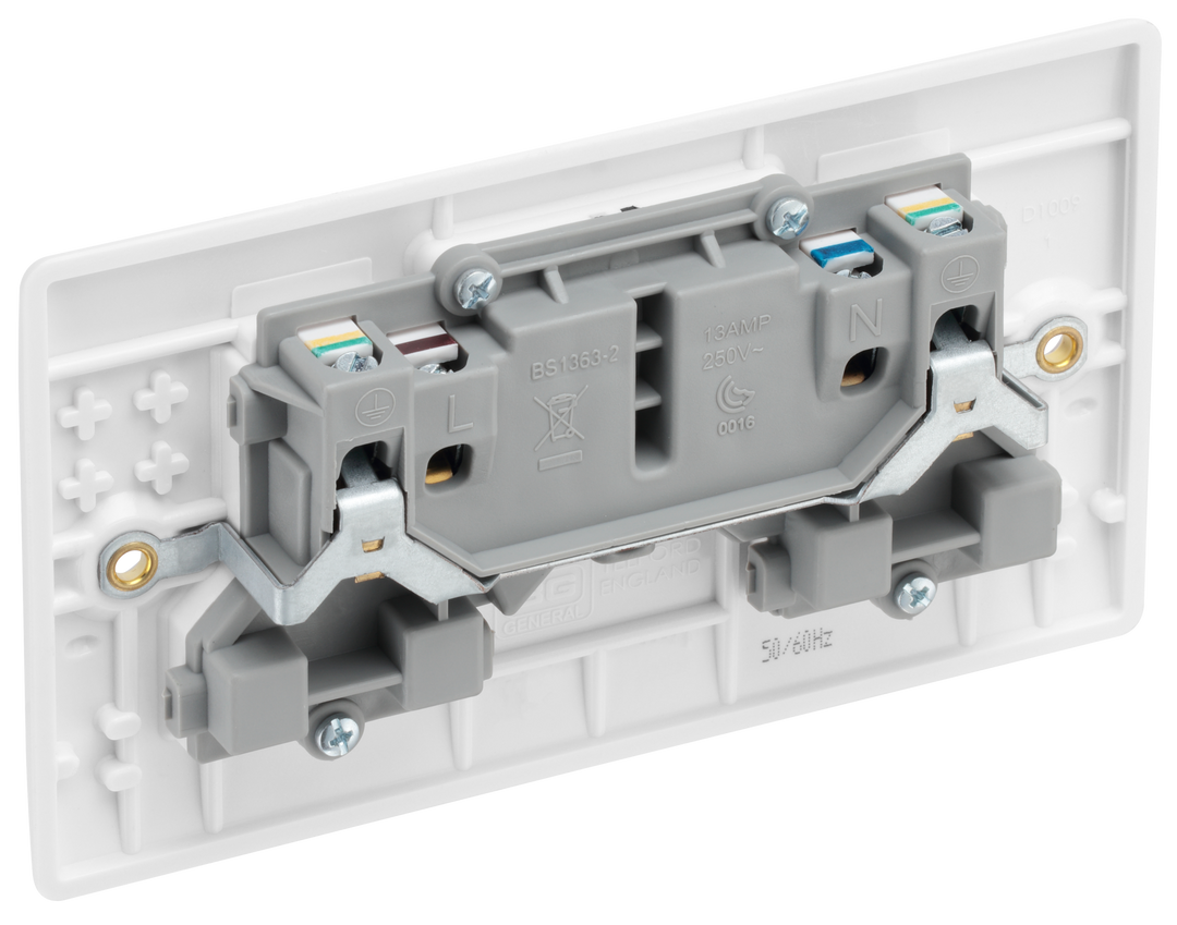 800 Series 13A Single Pole 2 Gang Socket - Prisma Lighting