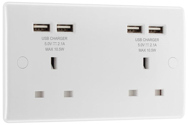 800 Series 13A 2-Gang Socket with USB Ports (4.2A) - Prisma Lighting