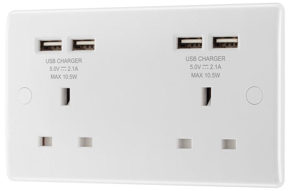 800 Series 13A 2-Gang Socket with USB Ports (4.2A) - Prisma Lighting