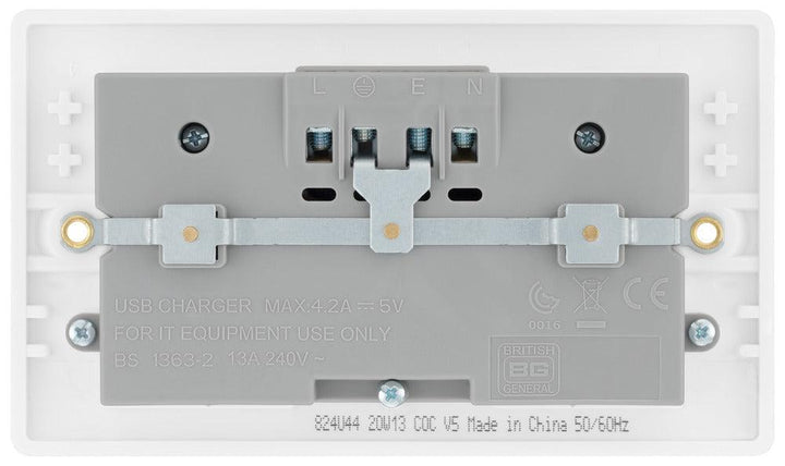 800 Series 13A 2-Gang Socket with USB Ports (4.2A) - Prisma Lighting