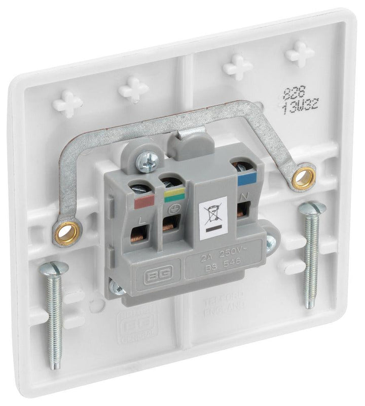 800 Series 2A 1-Gang Unswitched Socket, Round Pin - Prisma Lighting