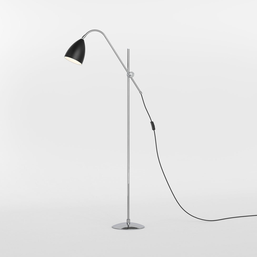 Astro Joel Floor Lamp in Matt Black with adjustable arm and chrome base